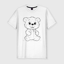 Мужская slim-футболка Медвежонок сидит