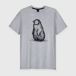 Мужская slim-футболка Пингвиненок пушистый