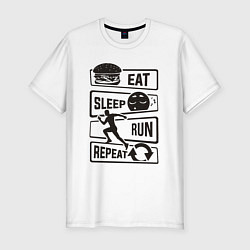 Футболка slim-fit Есть спать бегать, цвет: белый