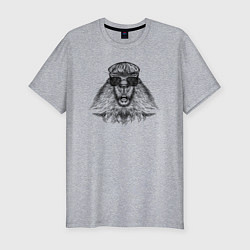 Футболка slim-fit Суслик в кепке и очках, цвет: меланж