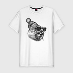 Футболка slim-fit Орущий суслик-хипстер, цвет: белый