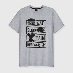 Мужская slim-футболка Есть спать тренироваться