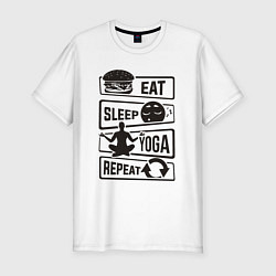 Мужская slim-футболка Eat sleep yoga repeat