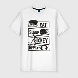 Мужская slim-футболка Eat sleep hockey