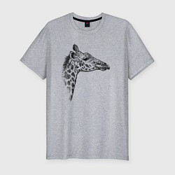 Мужская slim-футболка Жираф в профиль
