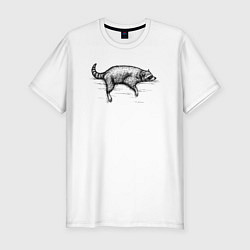 Футболка slim-fit Енот лежит, цвет: белый