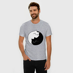 Футболка slim-fit Кошачий ин янь, цвет: меланж — фото 2
