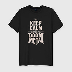 Мужская slim-футболка Слушай дум-метал