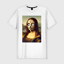Мужская slim-футболка Mona Lisa in a mask - steampunk