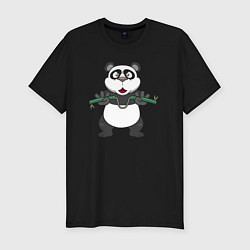 Мужская slim-футболка Панда с нунчаками