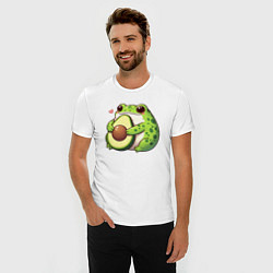Футболка slim-fit Лягушка обнимает авокадо, цвет: белый — фото 2