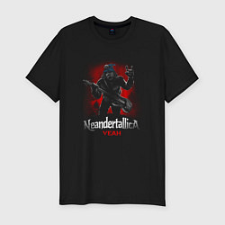 Мужская slim-футболка Пародия на Металлику Неандерталлика