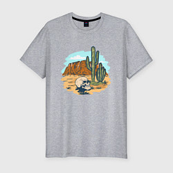 Мужская slim-футболка Череп в пустыне