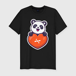 Мужская slim-футболка Сердечная панда