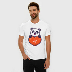 Футболка slim-fit Сердечная панда, цвет: белый — фото 2