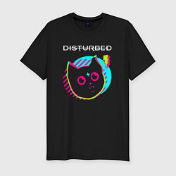 Мужская slim-футболка Disturbed rock star cat
