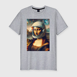 Футболка slim-fit Mona Lisa astronaut - neural network, цвет: меланж