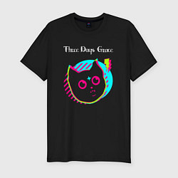 Мужская slim-футболка Three Days Grace rock star cat
