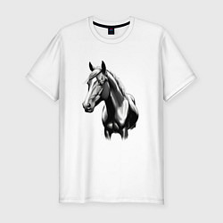 Мужская slim-футболка Портрет лошади