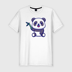 Футболка slim-fit Панда и бамбук, цвет: белый