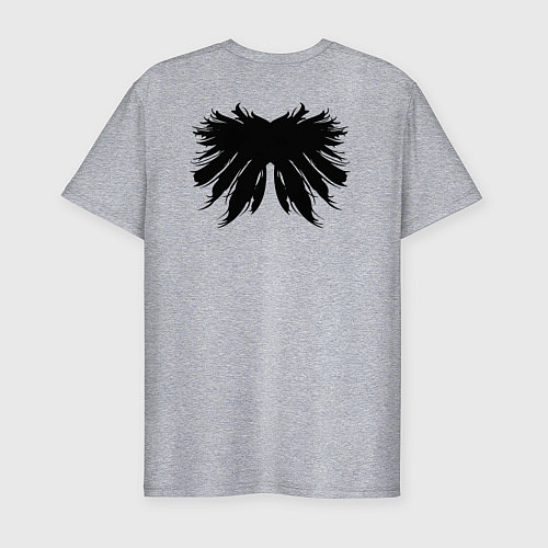 Мужская slim-футболка Крылья перья крест пушистые / Меланж – фото 2