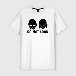 Мужская slim-футболка Черный пришелец - do not look