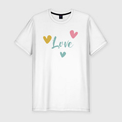 Футболка slim-fit Love and hearts, цвет: белый