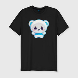Мужская slim-футболка Белый полярный медвежонок