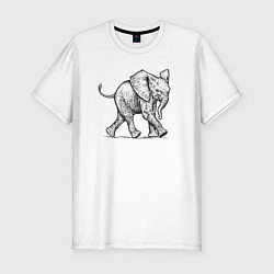 Мужская slim-футболка Слоненок бежит