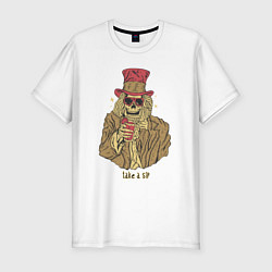 Мужская slim-футболка Скелет с коктейлем