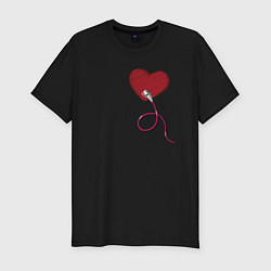Мужская slim-футболка Сердца - ethernet love connected, левая парная