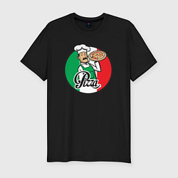 Футболка slim-fit Итальянская пицца, цвет: черный