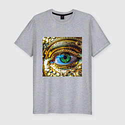 Мужская slim-футболка Золотой глаз металлический в стиле стимпанк зелено