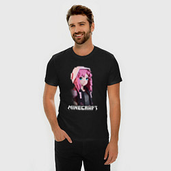 Футболка slim-fit Minecraft девушка розовые волосы, цвет: черный — фото 2