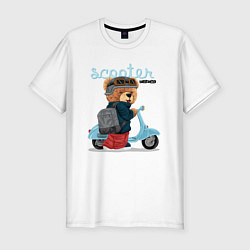 Футболка slim-fit Плюшевый медвежонок и скутер, цвет: белый