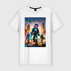 Мужская slim-футболка Minecraft - cyberpunk ai art fantasy