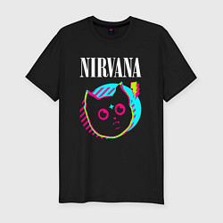 Мужская slim-футболка Nirvana rock star cat