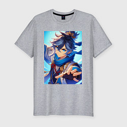 Футболка slim-fit Genshin Impact - hero ai art, цвет: меланж