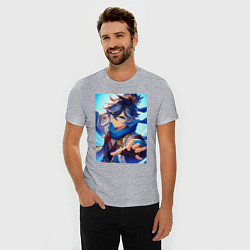 Футболка slim-fit Genshin Impact - hero ai art, цвет: меланж — фото 2