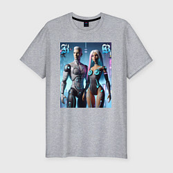 Футболка slim-fit Barbie and Ken - cyber fantasy, цвет: меланж