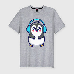 Мужская slim-футболка Милый пингвинчик