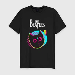Футболка slim-fit The Beatles rock star cat, цвет: черный