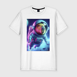 Мужская slim-футболка Полёт капибары в космосе - неон