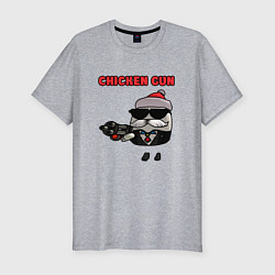 Мужская slim-футболка Chicken gun santa