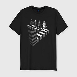 Мужская slim-футболка The Beatles road illusion