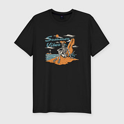 Футболка slim-fit Скелет summer vibes, цвет: черный
