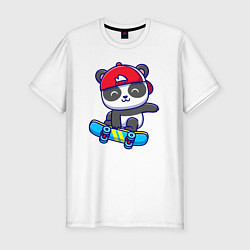 Футболка slim-fit Panda skater, цвет: белый