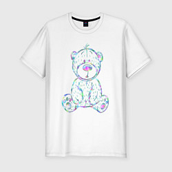 Футболка slim-fit Игрушка - мишка радужный, цвет: белый