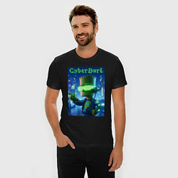 Футболка slim-fit Cyber Bart - neon glow ai art, цвет: черный — фото 2