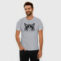 Футболка slim-fit Grumpy cat мем, цвет: меланж — фото 2